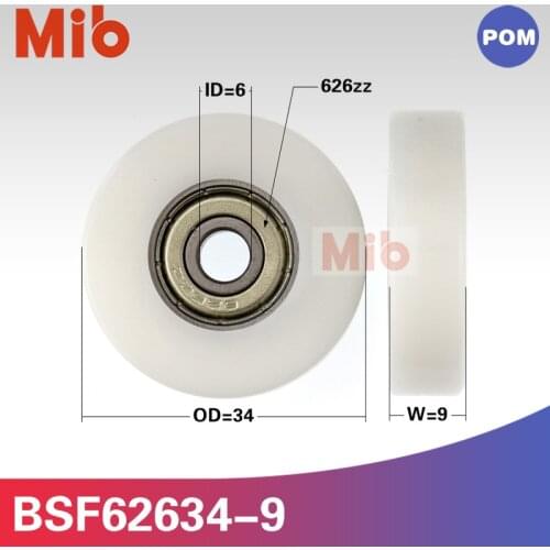 1pcs/lot flat type POM Plastic Nylon Flexible 6*34*9mm white Ball Bearings Wheels for Furniture fittings BSF62634-9