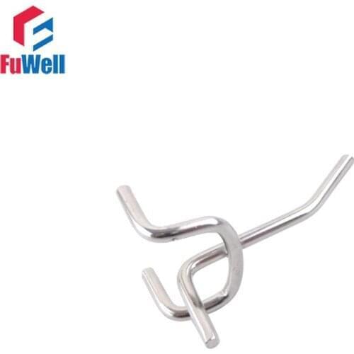 10pcs 25mm Hole Pitch Pegboard Hook 60/100/200mm Supermarket Display Hooks 3.3mm Wire Dia. Metal Chrome-plated Peg Board Hooks