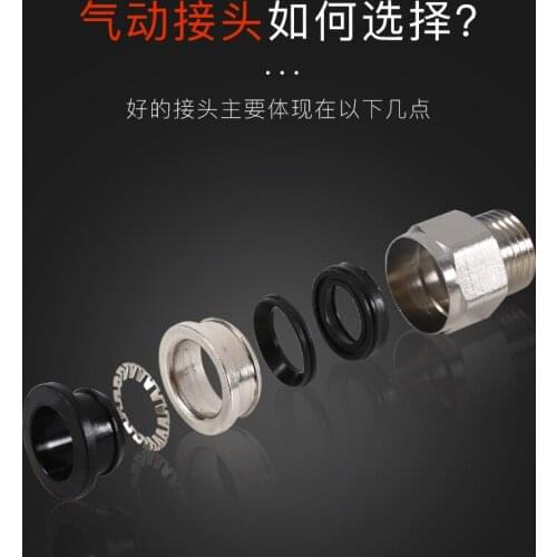 10pcs Pneumatic Tracheal Threaded Straight Through Quick Connector PC4 PC6 PC8 PC10 PC12 PC14 16-M5 01 02 03 04