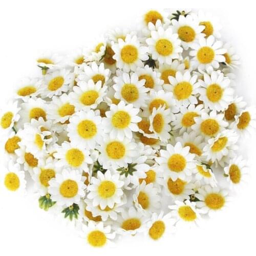 100pcs Artificial Gerbera Daisy Flowers Heads for DIY Party Wedding Decoration Christmas Decorations for Home (White)