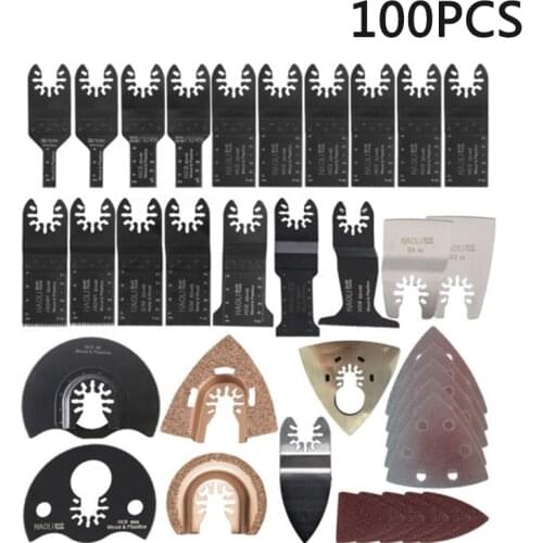 100pcs/Set Assorted Replacements Oscillating Multi Tool E-Cut Saw Blades For Fein Power Tools Accessories Sanding Sandpap