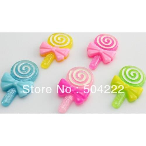 120pcs big lolly pop Lollipop Sweets Cabochons (33mm) Cell phone decor, hair accessory supply, embellishment, DIY sparkle