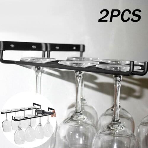 2pcs Black Iron Wine Rack Glass Holder Hanging Bar Glass Holder Hanging Bar Hanger Shelf Wine Glass Rack Stand Paper Roll Holder