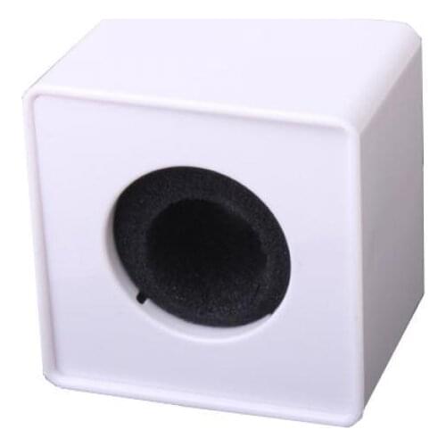 2x White ABS Mic Microphone Interview Square Cube Logo Flag Station 39mm Hole