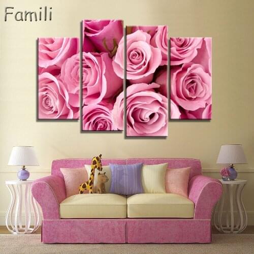 4pcs No Frame Orchid Wall Painting Flower Canvas Painting Home Decoration Pictures Wall Pictures For Living Room Modular Picture