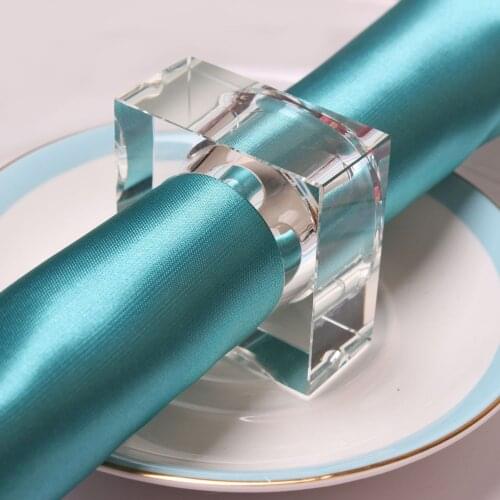 4pcs Transparent Crystal Napkin Button Hotel Model Room Hotel Table Set Tableware Decoration Mouth Ring Napkin Ring
