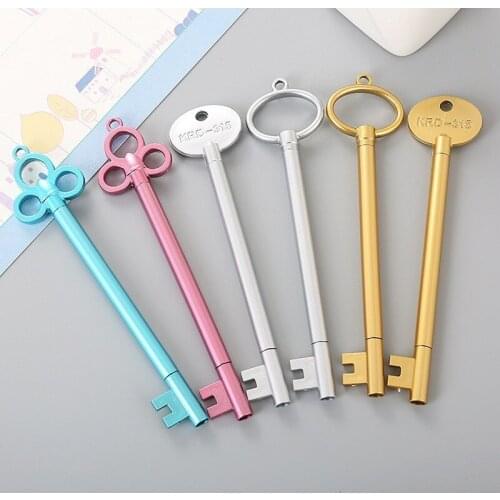 40 pcs Creative Stationery Key Modelling Neutral Pen Cute Cartoon Learning Office Retro Water-based Signature Pen