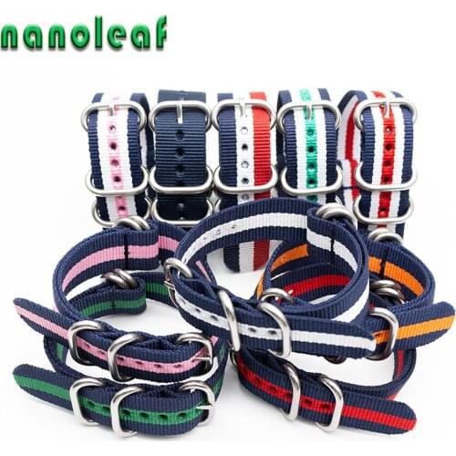 5 Rings Silver Buckle Bands Support Wholesale 20 Mm 22 Mm Sports Fabric Nylon Watchband Men Women Watch Strap