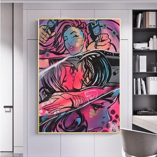 Abstract Pop Art Posters and Prints Lover Kiss Canvas Painting Wall Art Decorative Picture for Living Room Home Cuadros Decor