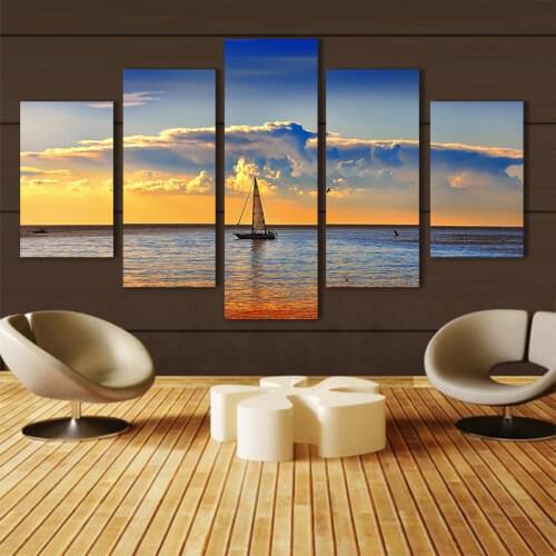 Diamond painting full drill square mosaic diamond Cross Stitch 5pcs Sunset Boat Landscape Embroidery puzzle picture Handicraft
