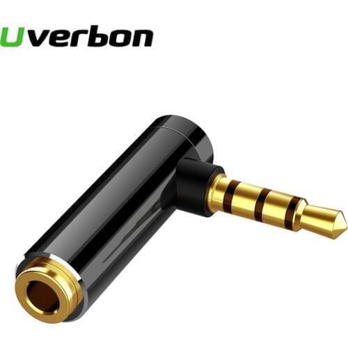 3.5mm Audio Connector Converter 3.5 Jack Right Angle Female to 3.5mm 4Pole Male Audio Stereo Plug L Shape 90 Degree Headphone