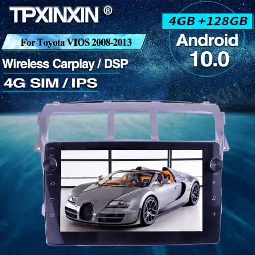 Android 10 Car Radio 4+128G For Toyota VIOS 2008-2013 Wireless Carplay Car Multimedia Player Headunit Audio Radio Navigtion DSP
