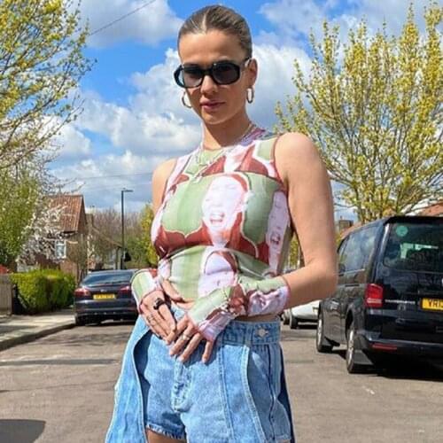 Camisola femenina, chaleco corto sin mangas con cuello redondo y estampado floral para niñas, chaleco corto para verano