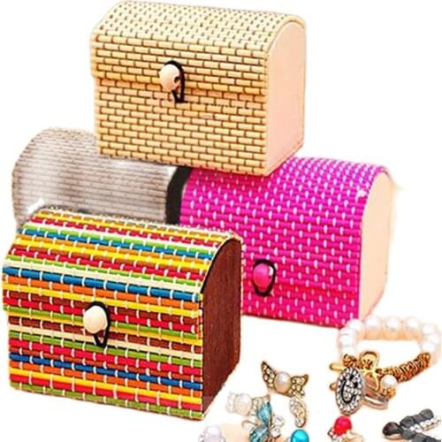 Jewelry Storage Bamboo Wooden Box Ring Necklace Earrings Case Jewelry Boxe Holder Gift 11 Colors Jewelry Box Jewelry Gift Box