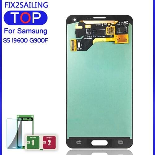 Display AMOLED For Samsung Galaxy S5 i9600 G900F G900H LCD Display 100% Tested Working Touch Screen Assembly Home Button