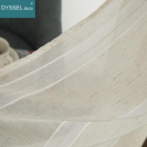 Modern Drapery White Striped Linen Home Decorative Sheer Window Curtain Rod Pocket Grommet Top for Living Room Bedroom