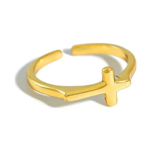 100% 925 sterling silver cross rings for women fine jewelry, fashion gold color adjustable ring friends gifts accessories