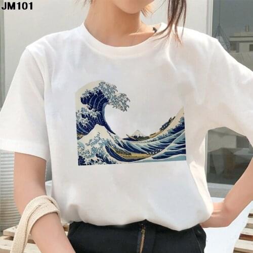 Summer The Great Wave Of Aesthetic T-shirt Women Tumblr 90s And So It Is Ocean Fashion Graphic Print Tee Cute Tops Casual Tshirt