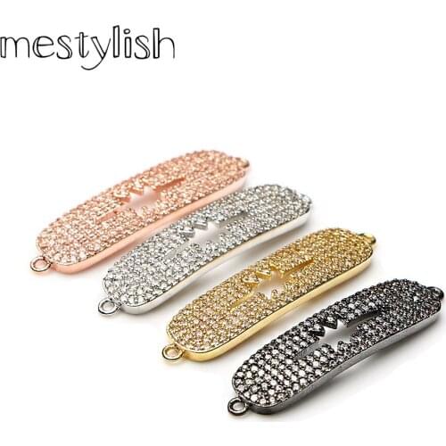 Mestylish ECG Symbol Micro Paved CZ Connector Heartbeat Jewelry Accessory For Handmade Couple Bracelet Necklace Jewelry