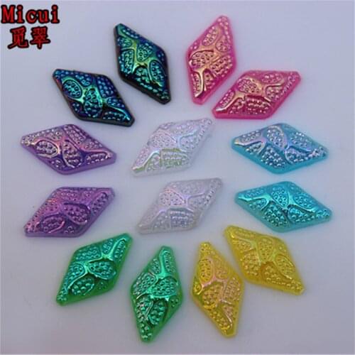 Micui 200PCS 8*15mm rhombus shaped Acrylic Rhinestones Flatback For Clothes Dress Decorations Jewelry Accessories ZZ545