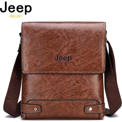 JEEP BULUO Fashion Males Crossbody Bag Casual Business PU Leather Mens Messenger Bag Vintage Men Bags Zipper Shoulder Clutch