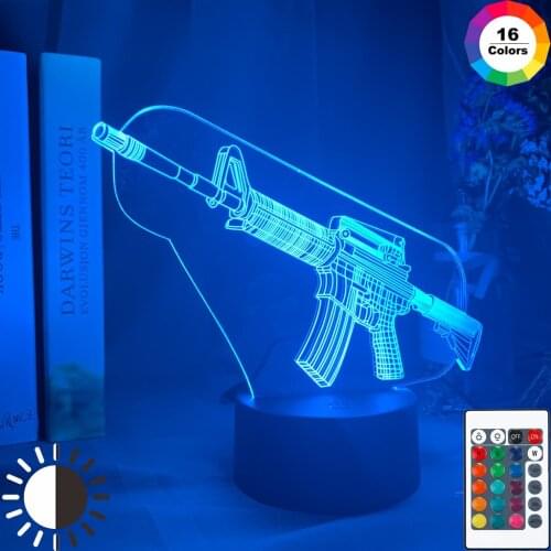 Game Weapon M4 Night Light Led Touch Sensor Color Changing Nightlight for Study Bed Room Deco Kids Boys Child Birthday Gift Lamp