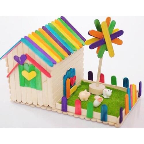 2019 new Colorful Ice Cream Lolly Cake Tools Natural Wooden Popsicle Stick Ice Cream Sticks Kids DIY Hand Crafts Art 50 Pcs/Lot