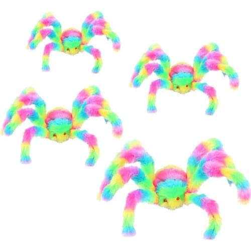 Latest Colorful Halloween Spider Plush Toy Halloween Party Decoration Props Kids Children Toy Realistic Party Creepy Props