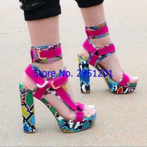 Newest Summer Sandal Suede Leather Stiletto Heel Platform Gladiator Sandals Ankle Wrap Buckle Strap Chunky High Heel Sandals