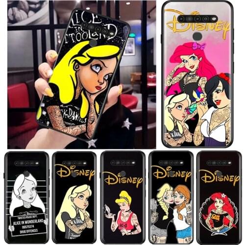 Punk princess disney for LG G8 G8S G8X V30 V35 V40 V50 V60 ThinQ Q60 K40 K50 K30 K41 K51 K61 K71 K92 Black Phone Case
