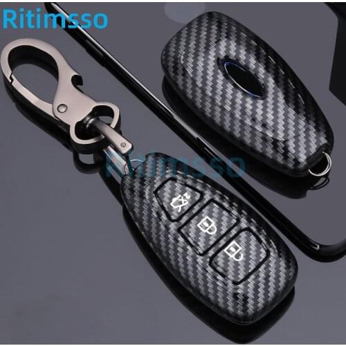 Carbon Fiber Pattern Car Remote Key Cover Case for Ford Focus 3 4 ST Mondeo MK3 MK4 Fiesta Fusion Kuga 2013 2014 2015 2017 2018