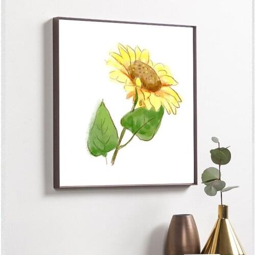 Square Pastoral Sunflower Canvas Hanging Painting Plant Flower Landscape Painting Poster Oil Painting Living Room Art Decoration