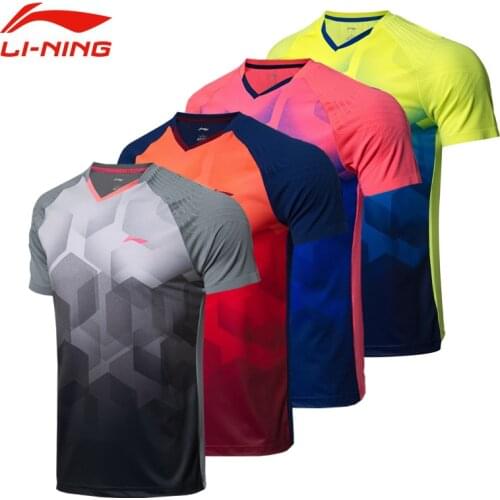 Lining Summer Badminton Shirt Quick Drying Breathable table tennis clothes Sports T-shirt Fitness sport training jerseys AAYN269