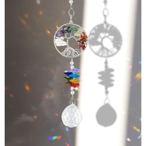 Hanging Crystal Life Tree Prism Pendant Craft Chain Hanging Window Ornament Home Garden Car Window Decoration Craft Gifts NEW