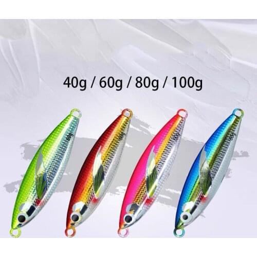 Slow Metal Jig 4PCS Fishing Lures 60g 80g 100g Belly Luminous Laser Spoon Artificial Bait Deep Sea Pike Fishing Tackles