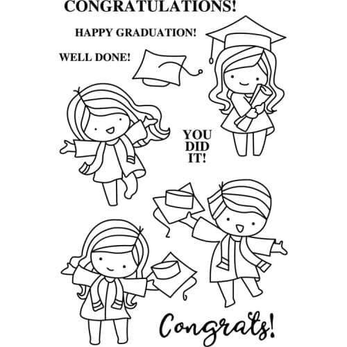 Girl and boy Transparent Clear stamps and metal cutting dies