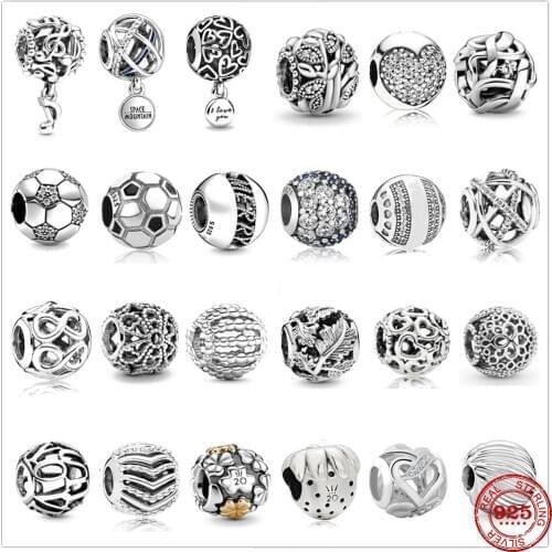 925 Sterling Silver hollow spherical leaves round gems Pendant DIY fine beads Fit Original Pandora Charm Bracelet Women Jewelry