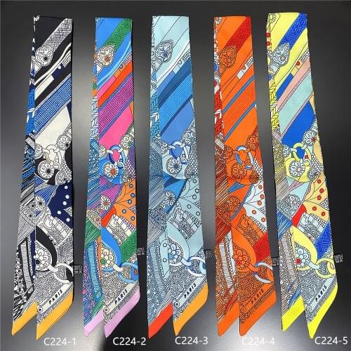 GorgeousSaddle PrintSummer 2021Design Women Skinny Bag Scarves Hair Band Neck Silk Scarf Ladies Foulard Headband female bow ties