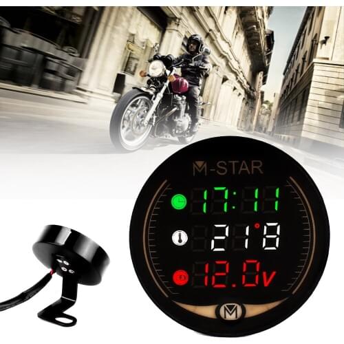 LED 3-in-1 Motorcycle Meter 12V Waterproof Time Temperature Voltage Display Table For Yamaha FZ1 FAZER YZF R 25 3 6 600R FZR 600