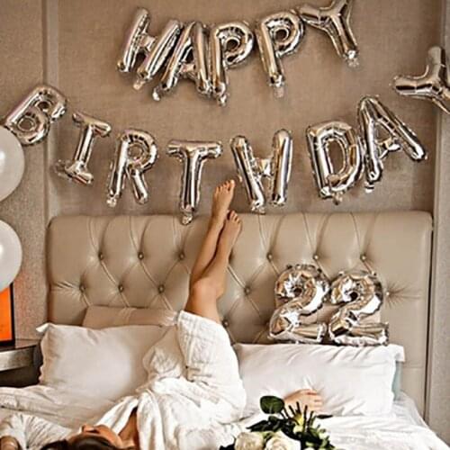 Happy Birthday Balloon Birthday Party Banners Silver Foil Balloons Alphabet Air Helium Letters Balloon Kids Toy Birthday Globos