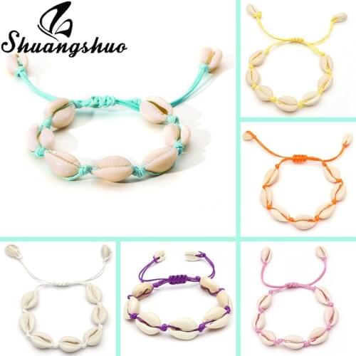 Shuangshuo Boho Shell femme Bracelet homme Rope Bracelets Women Cowrie Lucky Charm Bracelets Seashell Jewelry Best Friend Gifts