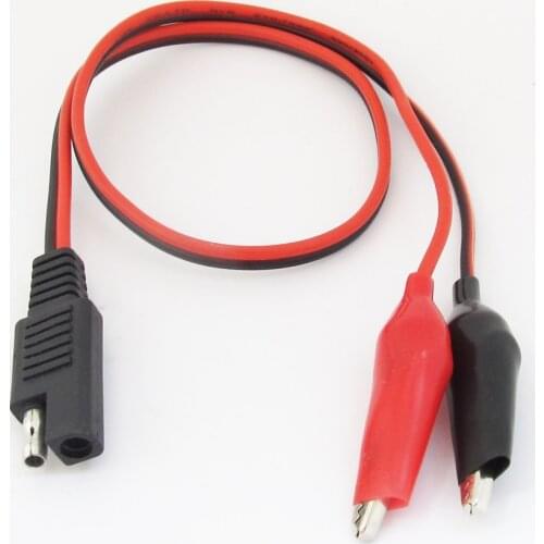 1pc 50cm SAE DC Power to Dual 45mm Large Alligator Clip 18AWG Automotive Cable