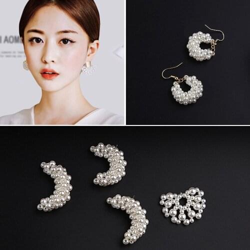 10pcs/lot Imitation pearls decoration sector/moon shape handmade fashion charms diy jewelry earrings pendants accessory