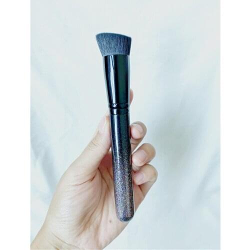2020 Synthetic Slanted Flat Top Foundation Brush 472SES - Limited Dazzle Black Handle - Round Smooth Flawless Makeup Brush