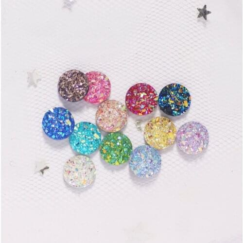 40pcs AB Resin Bling Irregularity Surface Ore Crystal 8mm Round Flatback Rhinestone Ornaments DIY Wedding Appliques Craft -Z103