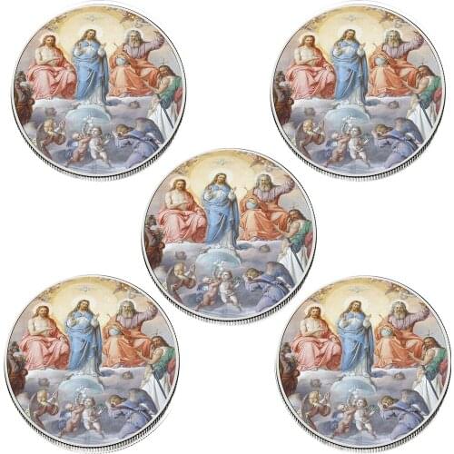 5pcs Jesus Commemorative 999.9 Silver Plated Metal Coin Home Decorative Metal Crafts for Child Gifts