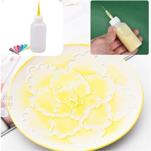 50ml Pottery Squeeze Mud Bottle Point Line Texture Effect Creative Decoration DIY Glaze Painted Clay Sculpture Tool