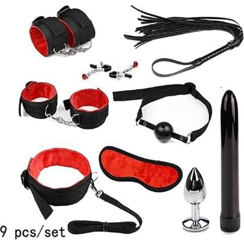 A11 Sex Toys for Adult Games Leather Kits SM Sexy Fun Suit Bondage Handcuffs Sex Game Whip Gag Nipple Clamps Adult Sex Toys
