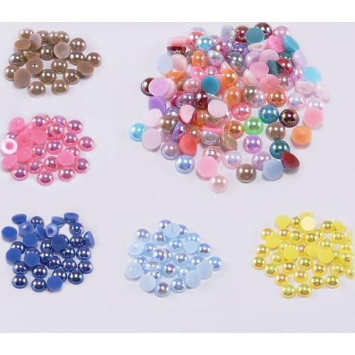 2-14mm Acrylic Beads Pearl AB Imitation Half Round Flatback For Art Jewelry Findings Making DIY Accessories Craft Supplies