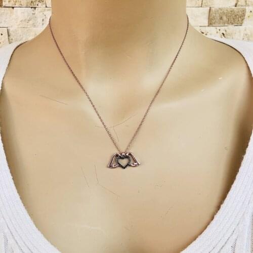 Angel Love 925 Sterling Silver Necklace Women Girls Gift Jewelry Accessories Fashion Handmade Elegant Chain